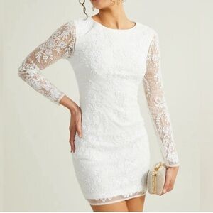 Altar’d State Mini White Beaded Dress